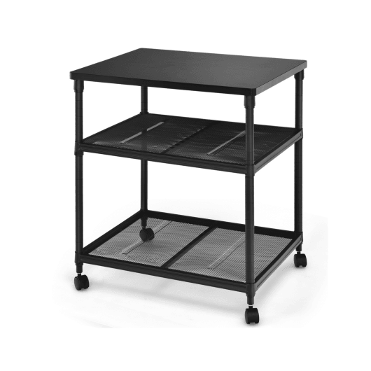 3 Tier Printer Stand Rolling Fax Cart with Adjustable Shelf and Swivel Wheels at Set Shop and Smile