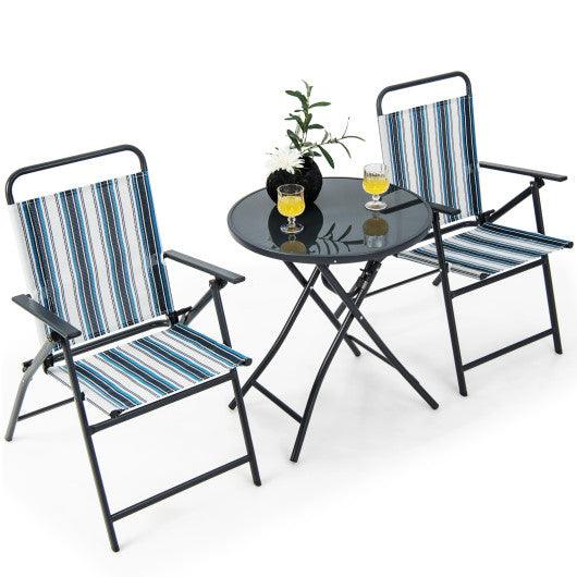 3 Pieces Outdoor Folding Chair Set Portable Folding Chair Set at Set Shop and Smile