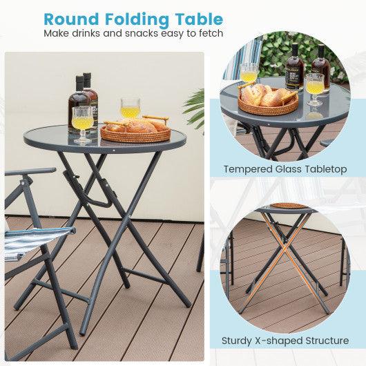3 Pieces Outdoor Folding Chair Set Portable Folding Chair Set at Set Shop and Smile