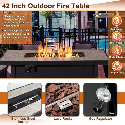 42 Inch 60 000 BTU Rectangular Propane Fire Pit Table at Set Shop and Smile