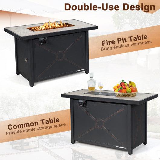 42 Inch 60 000 BTU Rectangular Propane Fire Pit Table at Set Shop and Smile