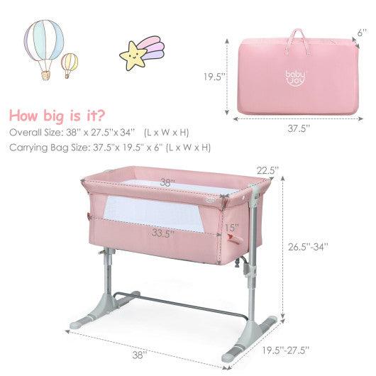 Travel Portable Baby Bed Side Sleeper Bassinet Crib with Carrying Bag-Pink at Set Shop and Smile