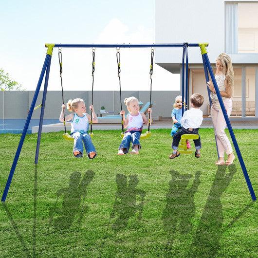 440 Pounds Kids Swing Set with Two Swings and One Glider at Set Shop and Smile