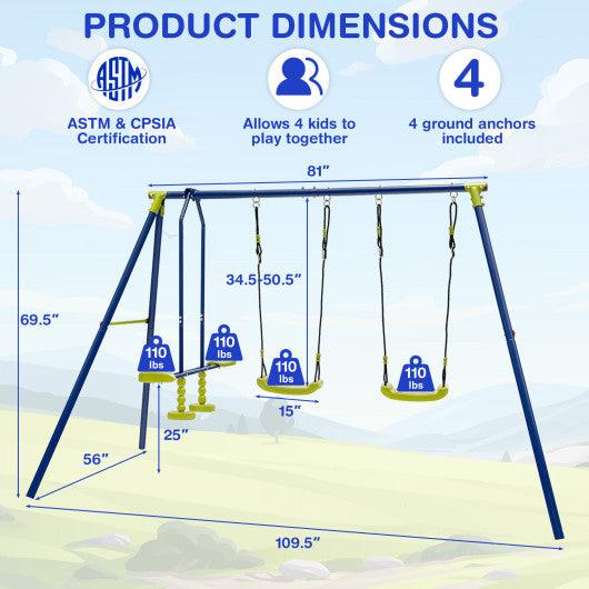 440 Pounds Kids Swing Set with Two Swings and One Glider at Set Shop and Smile