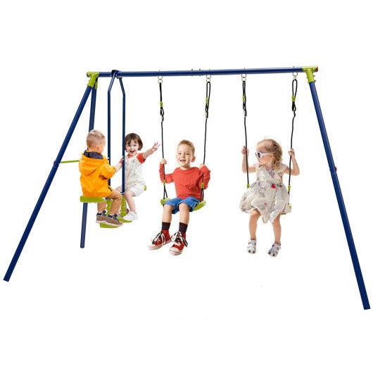 440 Pounds Kids Swing Set with Two Swings and One Glider at Set Shop and Smile