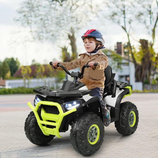 12 V Kids Electric 4-Wheeler ATV Quad with MP3 and LED Lights-White at Set Shop and Smile