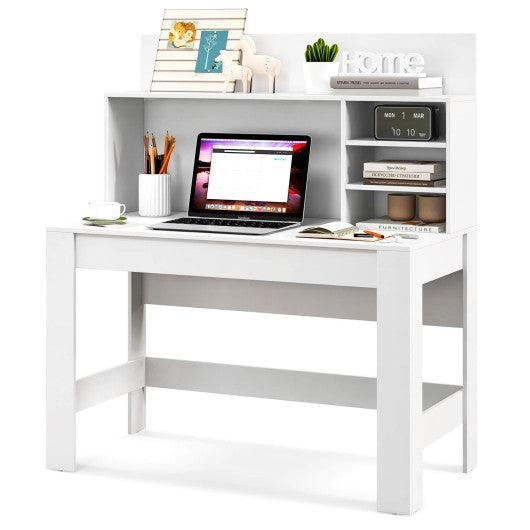 48 Inch Writing Computer Desk with Anti-Tipping Kits and Cable Management Hole-White at Set Shop and Smile