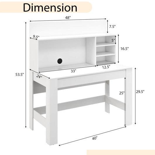 48 Inch Writing Computer Desk with Anti-Tipping Kits and Cable Management Hole-White at Set Shop and Smile