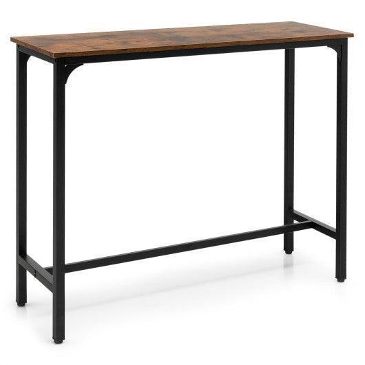 48 Inch Industrial Pub Dining Table with Steel Frame-Rustic Brown at Set Shop and Smile