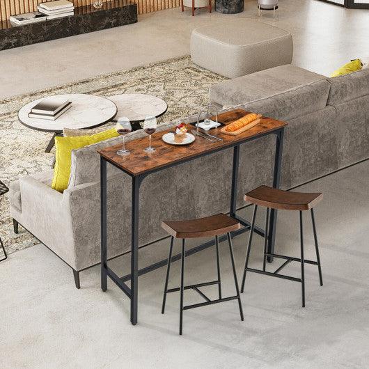 48 Inch Industrial Pub Dining Table with Steel Frame-Rustic Brown at Set Shop and Smile