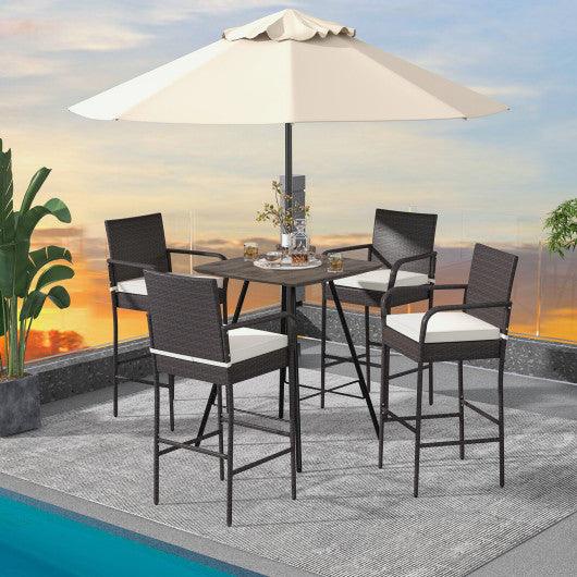 2/4 Pieces Outdoor PE Rattan Cushioned Barstool Set with Armrests-Set of 4 at Set Shop and Smile