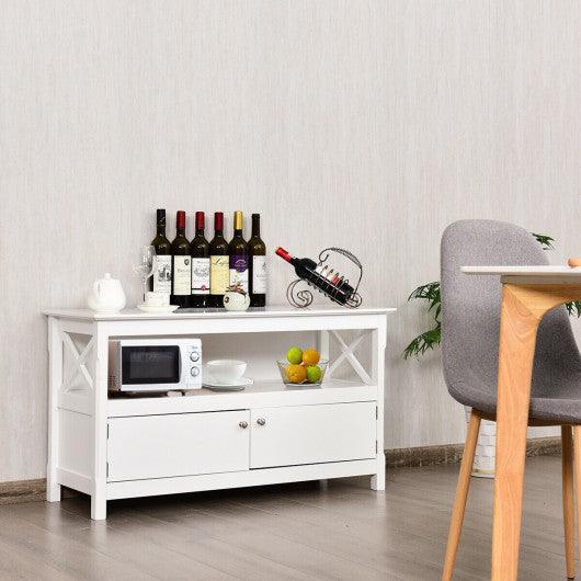 44 Inch Wooden Storage Cabinet TV Stand-White at Set Shop and Smile