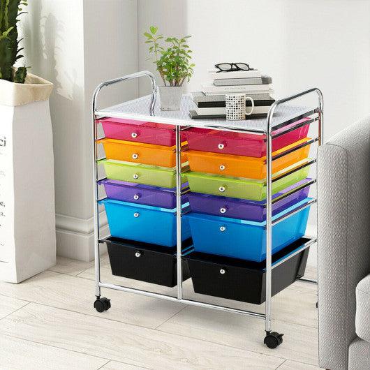12 Drawers Rolling Cart Storage Scrapbook Paper Organizer Bins-Multicolor at Set Shop and Smile