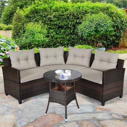 4 Pieces Furniture Patio Set Outdoor Wicker Sofa Set at Set Shop and Smile