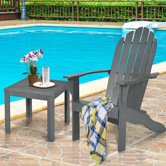 Acacia Wood Outdoor Adirondack Chair with Ergonomic Design-Gray at Set Shop and Smile