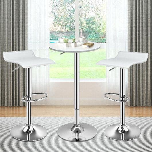 Set of 2 Adjustable PU Leather Backless Bar Stools-White at Set Shop and Smile