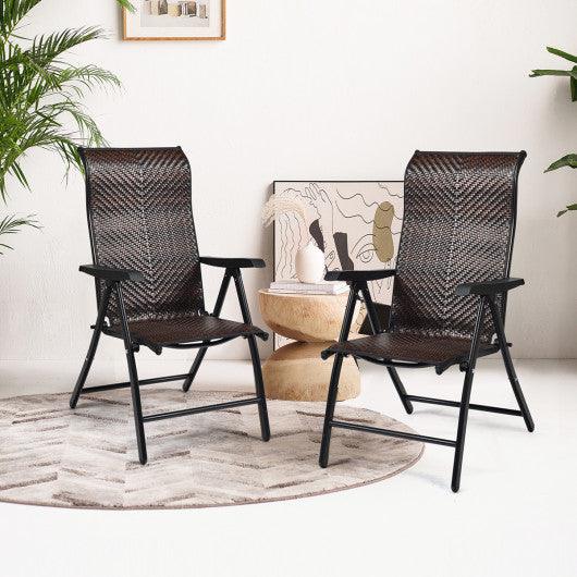 2 Pieces Patio Rattan Folding Reclining Chair at Set Shop and Smile
