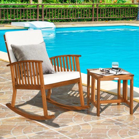 2 Pieces Acacia Wood Patio Rocking Chair Table Set at Set Shop and Smile