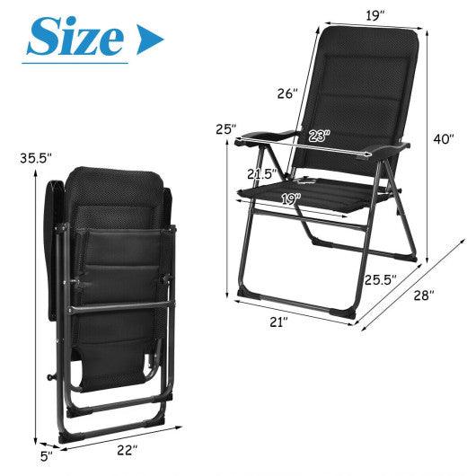 2 Pieces Outdoor Folding Patio Chairs with Adjustable Backrests for Bistro and Backyard-Black at Set Shop and Smile