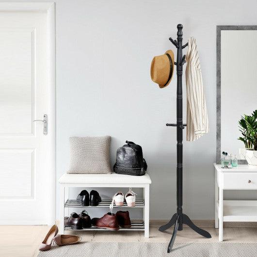 Entryway Height Adjustable Coat Stand with 9 Hooks-Black at Set Shop and Smile