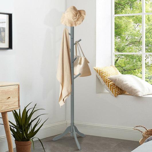 Adjustable Wooden Tree Coat Rack with 8 Hooks-Gray at Set Shop and Smile
