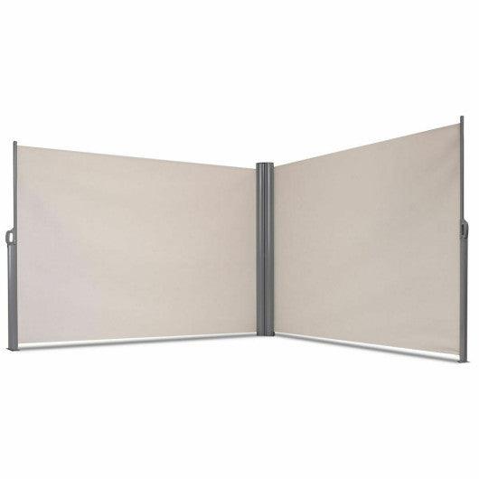 237 x 71 Inch Patio Retractable Double Folding Side Awning Screen Divider at Set Shop and Smile
