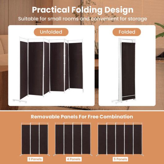 6-Panel Room Divider Folding Privacy Screen-Brown at Set Shop and Smile