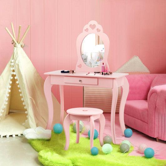 Kids Princess Makeup Dressing Play Table Set with Mirror -Pink at Set Shop and Smile