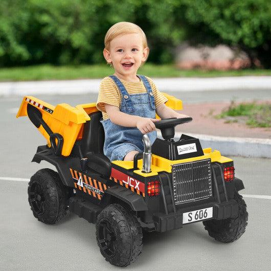 12V Battery Kids Ride On Dump Truck with Electric Bucket at Set Shop and Smile