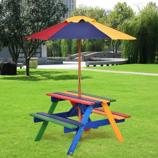4 Seat Kids Picnic Table with Umbrella at Set Shop and Smile