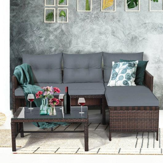 3 Pieces Patio Wicker Rattan Sofa Set-Gray at Set Shop and Smile