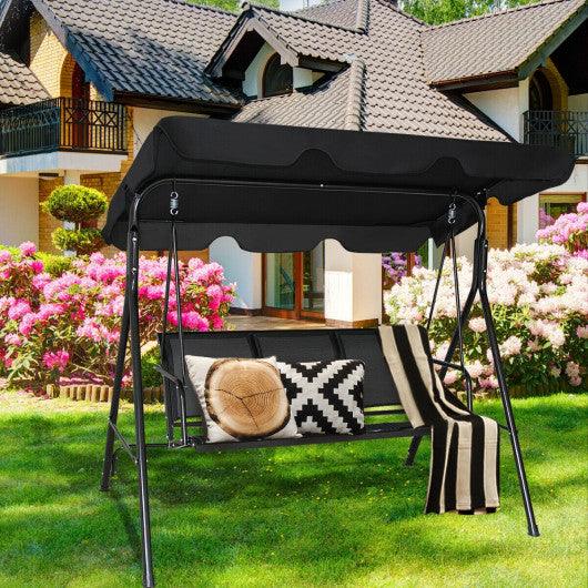3 Person Patio Swing with Polyester Angle Adjustable Canopy at Set Shop and Smile