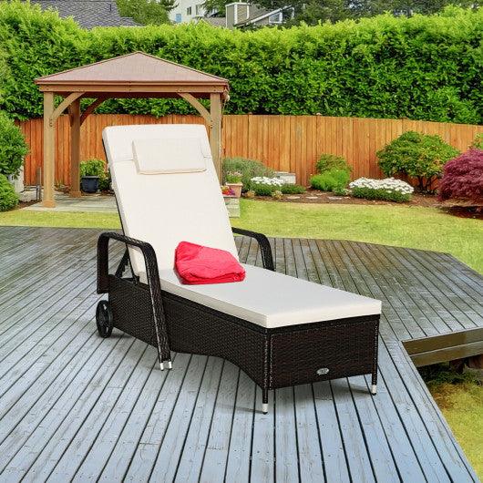 Outdoor Recliner Cushioned Chaise Lounge with Adjustable Backrest at Set Shop and Smile