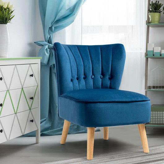 Armless Accent Chair Tufted Velvet Leisure Chair-Blue at Set Shop and Smile