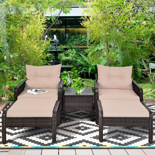 5 Pcs Patio Rattan Wicker Sofa Furniture Set at Set Shop and Smile