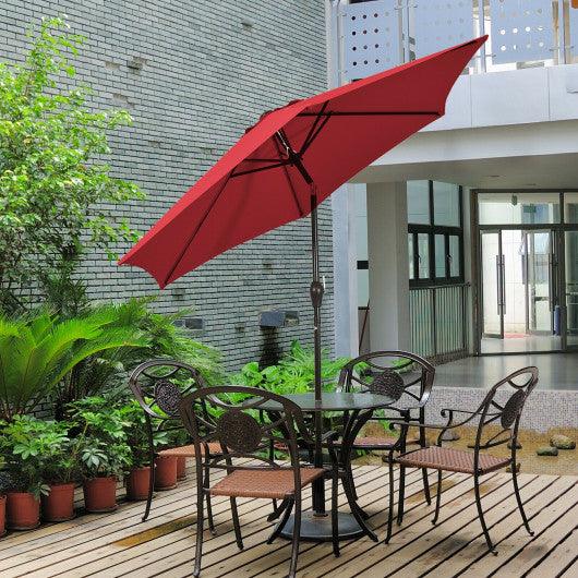 10ft 3 Tier Patio Umbrella Aluminum Sunshade Shelter Double Vented without Base-Burgundy at Set Shop and Smile