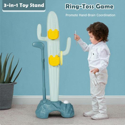 3-in-1 Cactus Toy Stand Sports Activity Center with Golf and Ring-Toss at Set Shop and Smile