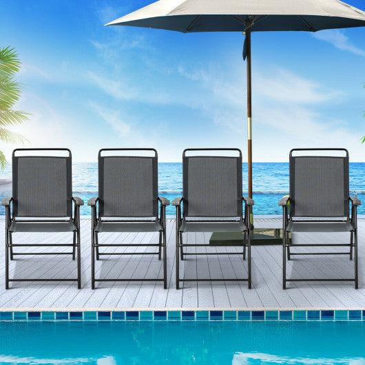 4 Pieces Portable Outdoor Folding Chair with Armrest at Set Shop and Smile