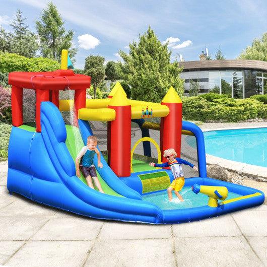 Inflatable Bouncer Bounce House with Water Slide Splash Pool without Blower at Set Shop and Smile