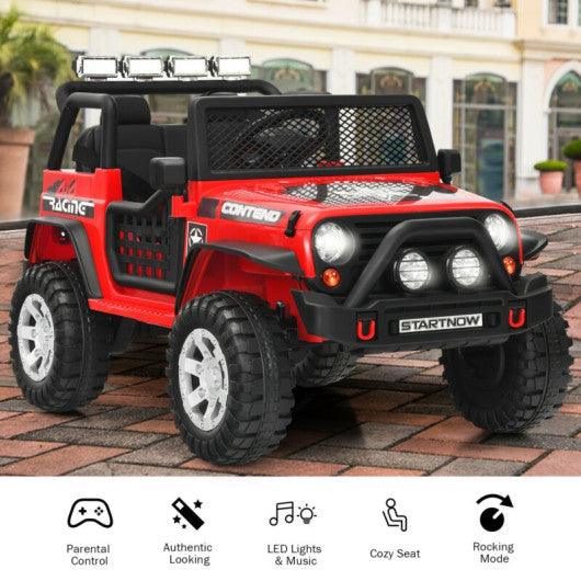 12V Kids Remote Control Electric Ride On Truck Car with Lights and Music -Red at Set Shop and Smile