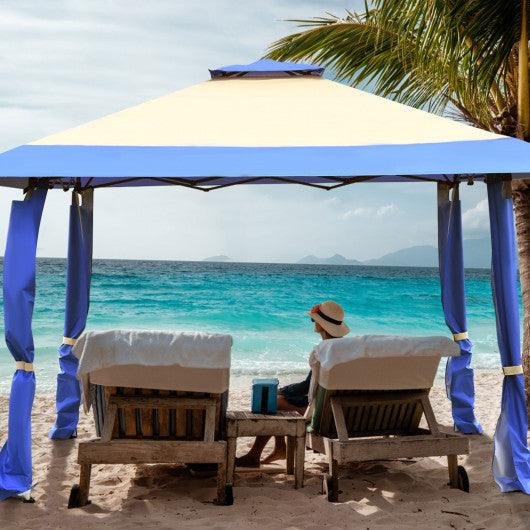 13 Feet x 13 Feet Pop Up Canopy Tent Instant Outdoor Folding Canopy Shelter-Blue at Set Shop and Smile