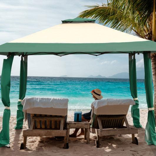 13 Feet x 13 Feet Pop Up Canopy Tent Instant Outdoor Folding Canopy Shelter-Green at Set Shop and Smile