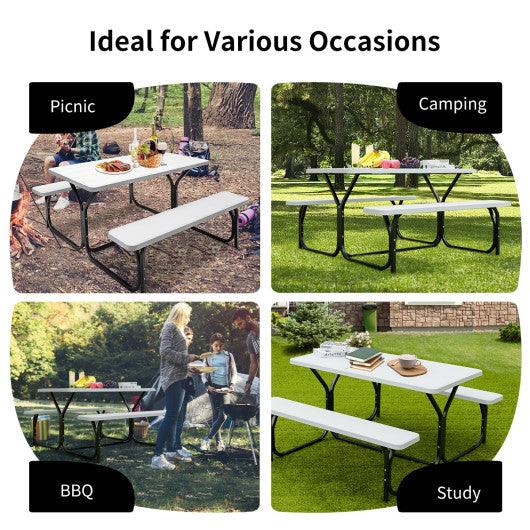 Picnic Table Bench Set for Outdoor Camping -White at Set Shop and Smile