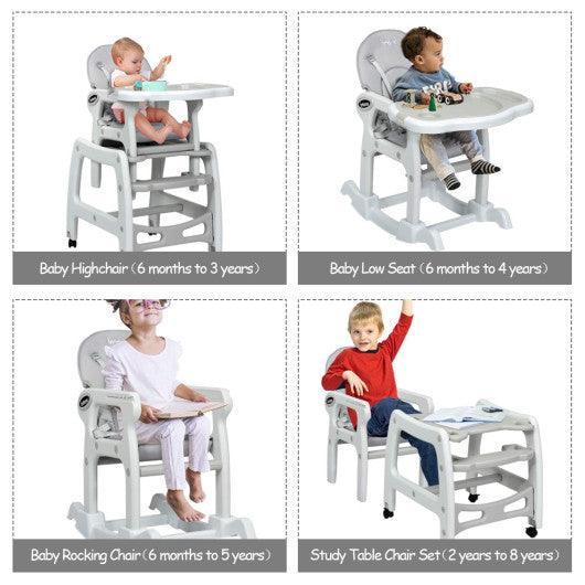 3-in-1 Baby High Chair with Lockable Universal Wheels-Gray at Set Shop and Smile
