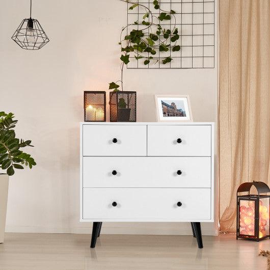 4 Drawers Dresser Chest of Drawers Free Standing Sideboard Cabinet-White at Set Shop and Smile