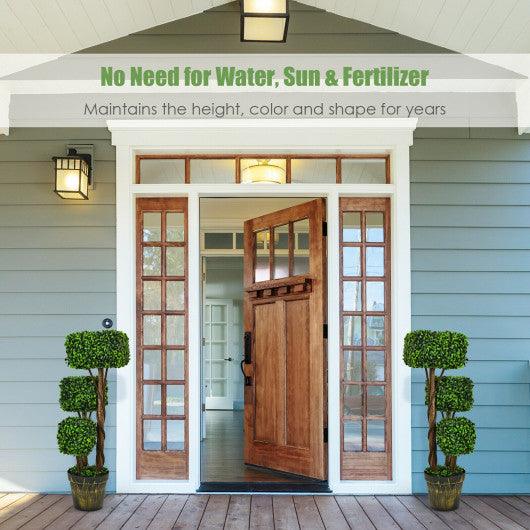 36 Inch Artificial Boxwood Topiary UV Protected Indoor Outdoor Tree at Set Shop and Smile