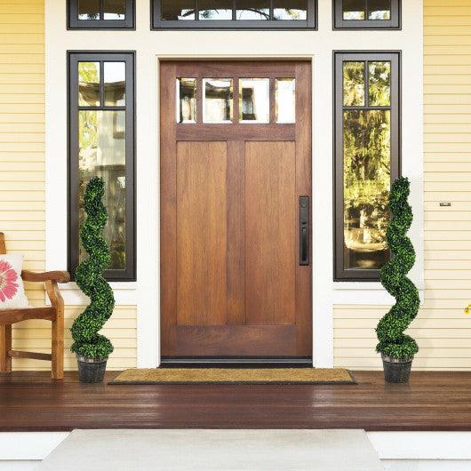 2 Pack 4 Feet Artificial Spiral Boxwood Topiary Indoor Outdoor Decor at Set Shop and Smile