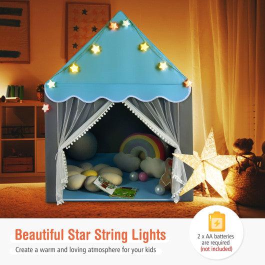 Kids Playhouse Tent with Star Lights and Mat-Blue at Set Shop and Smile