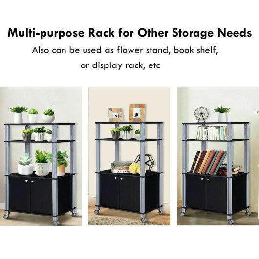 Microwave Rack Stand Rolling Storage Cart-Black at Set Shop and Smile