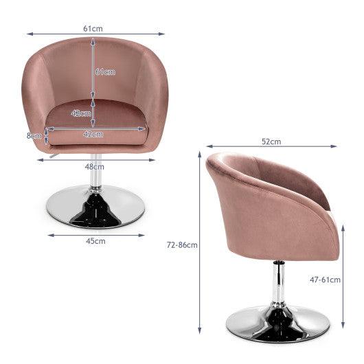 360 Degree Swivel Makeup Stool Accent Chair with Round Back and Metal Base-Pink at Set Shop and Smile